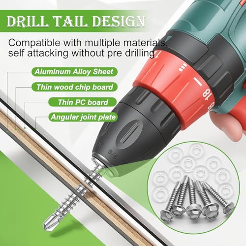 mxuteuk 420PCS #8×5/8" Self Tapping Screws,410 Stainless Steel - size: SV #8 ×5/8"