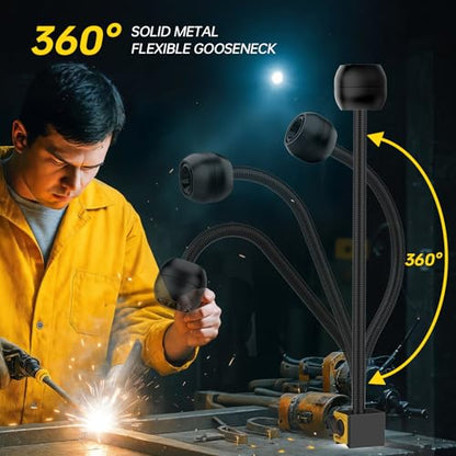 Magnetic Light, 18W Wood Lathe Machine Light, 2160 Lumens Flexible Work Lamp for Lathe Milling Machine Drill Press, Aluminum Alloy Light Head (magnetic base)