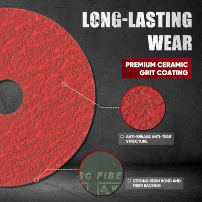 4.5" x7/8" Ceramic Resin Fiber Sanding Discs 36 Grit -25Pcs - style: 36grit-25Pack
