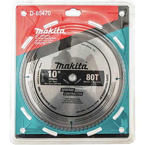 Makita D-65470 10" 80T Micro-Polished Miter Saw Blade, Fine Crosscutting