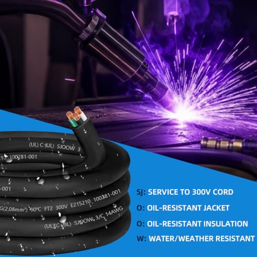 25ft SJOOW 14/3 Wire 14 AWG SJOOW Wire 14 Gauge 3 Conductor SJOOW Cord - size: 25 FT, style: 14AWG(3-Conductor)