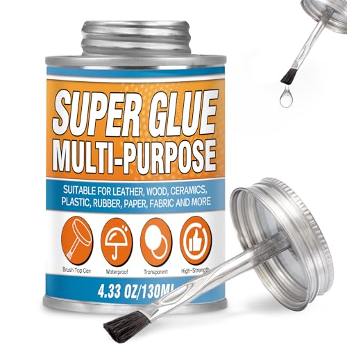 Bondtech Super Glue with Brush 130ml, Super Glue All Purpose, Strong Superglue Gel for Wood, Ceramic, Leather, Plastic, DIY Crafts & Industrial Repairs (4.4 oz)