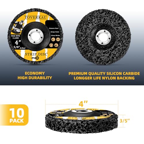 10 Pack 4 inch Strip Discs for Angle Grinder, Wire Stripping Wheel Paint Remover for Metal Surfaces, Abrasive Wheels Grinding Discs for Rust Welds Oxidation (4" x 5/8"), Black - size: 4‘’