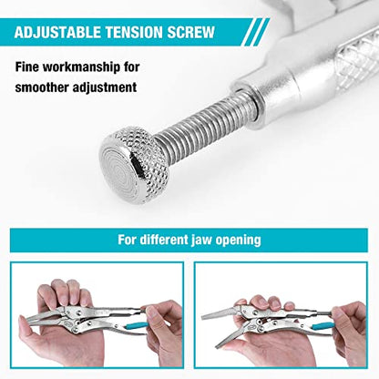 DURATECH 6.5" Long Nose Locking Pliers, Cr-V Construction with Wire Cutte
