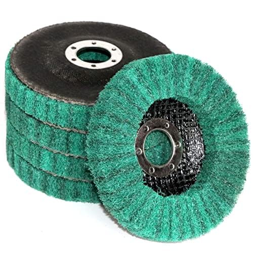 FPPO 5Pcs 4.5" x 7/8" Nylon Fiber Flap Disc Polishing Grinding Wheel,Scouring pad Buffing Wheel for Angle Grinder, Polishing Tools,Abrasive disks for Power-Operated Grinders (Grit 180) - style: grit 180