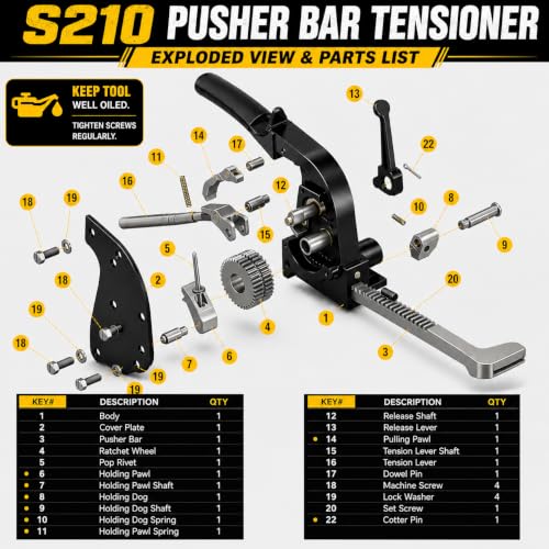 S210 PBT58 Steel Strapping Tensioner Banding Tool, Pusher Rack, PBT58