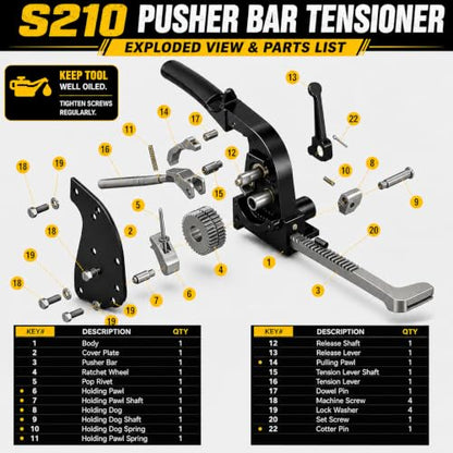 S210 PBT58 Steel Strapping Tensioner Banding Tool, Pusher Rack, PBT58