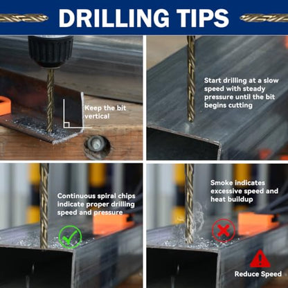 SALI Cobalt Drill Bit Set,10 Pack 7/32 Inch High Speed Steel Hex Shank Jobber Drill Bits, for Hardwood, Aluminum,Metal,Copper,Alloyed Steel - size: 7/32 in