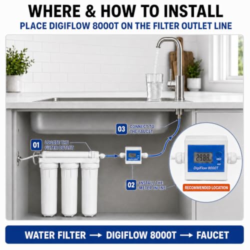 Savant DigiFlow 8000T Water Filter Flow Meter, 3/8" Quick Fit