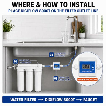 Savant DigiFlow 8000T Water Filter Flow Meter, 3/8" Quick Fit
