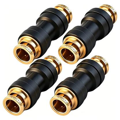 3/8" DOT Air Brake Line Union Coupler 4 Pack, 3/8" Tube OD PTC/PTCR & Brass Push to Connect Straight Fittings for Truck Trailer Air Systems - size: 3/8" Tube OD