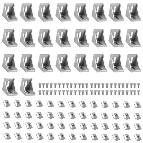24pcs 3030 Aluminum Extrusion Corner Bracket Silver with Screws - color: Silver, size: 30-Corner Normal