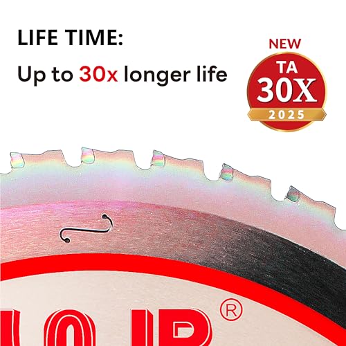 Metal Cutting Circular Saw Blade, Steel and Stainless Steel Cutting, the Cutting Head uses a Special Anti-Heat Sticking Coating with high Finish and Long Life,FMB 10 inch 48-Tooth 1" -TA - size: Steel 10" 48T