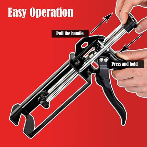 200ml Epoxy Gun Dual Cartridge, High Thrust Dual Component Cartridge Gun, 1:1 and 2:1 Mix Ratio Manual Adhesive Applicator for Panel Bonding, Structural, Fillers, Plastic Repair, Black - color: Black