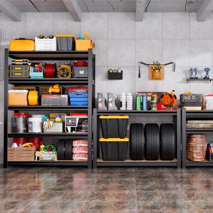 Set of 5-46" W Garage Shelving-2050 lbs 5 Tier Storage Shelves,Adjustable Heavy Duty Metal Shelving Unit and Storage Large Rack,Utility Steel Shelf for Warehouse Industrial Pantry 71"x46"x18" - size: 46"Wx18"Dx71.2"H