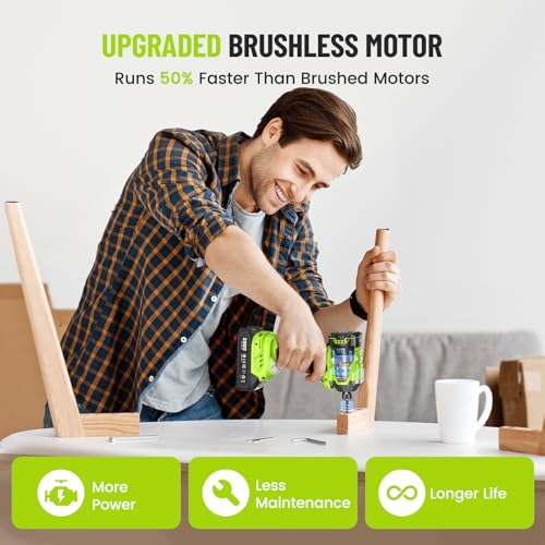 Robustrue Impact Driver: 21V 1/4" Hex Cordless Impact Driver, 230N.m (2,035in-lbs) Brushless Impact Driver Drill Set, 20Psc Screwdriver Bits, 2.0 Ah Battery, Variable Speed for DIY and Automotive