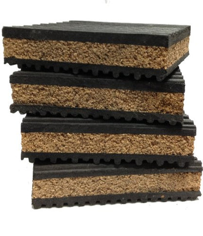 4 Pack of Anti Vibration Pads 4" x 4" x 7/8" Rubber/Cork Vibration isolation pads - size: 4" X 4" X 7/8"