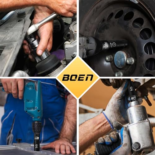 BOEN 10-Piece Impact Socket Adapter and Reducer Set, Standard SAE 1/4" 3/8" 1/2" 3/4", CR-MO Steel Driver & Wrench Conversion Kit Socket Reducer with 3/8" & 1/2" Universal Joint - size: 10 Piece