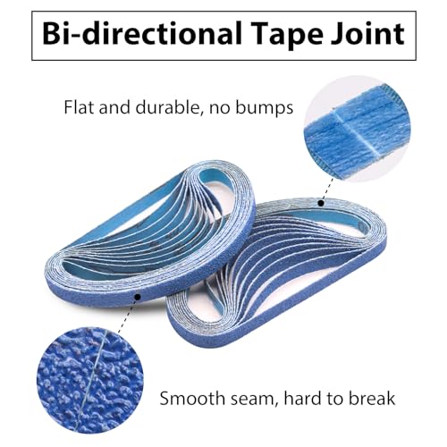 1/2" x 18" Zirconia Sanding Belts, 40 Grit,30 Pack - color: 40 Grit, size: 1/2x18 inch