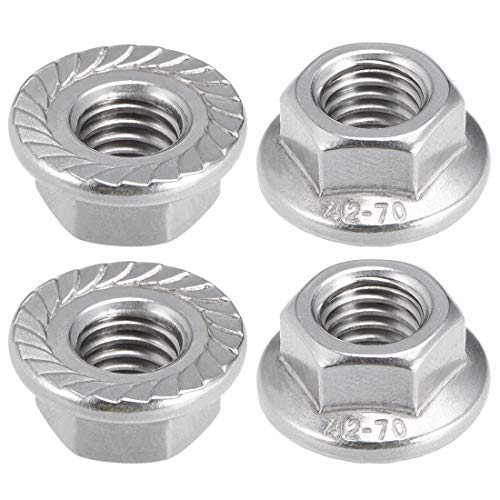 uxcell M10 Serrated Flange Hex Lock Nuts, 304 Stainless Steel, 4 Pcs