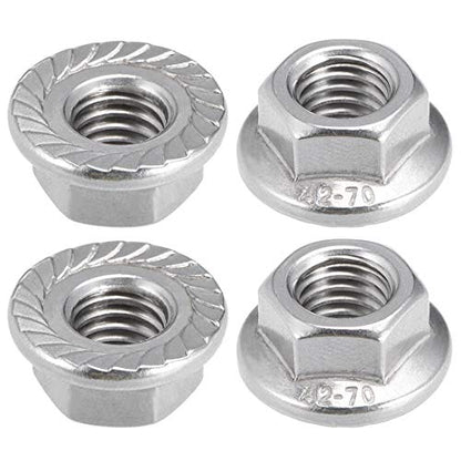 uxcell M10 Serrated Flange Hex Lock Nuts, 304 Stainless Steel, 4 Pcs