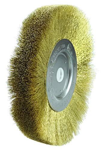 Weiler 01415 6" Narrow Face Crimped Wire Wheel, .005" Brass Fill, 5/8"-1/2" Arbor Hole, Made in The USA (Pack of 2) - size: 0.005" Wire Size