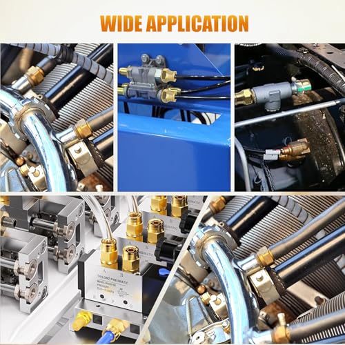 1/4" DOT Push to Connect Air Fittings, Brass 1/4" Tube OD x 3/8" NPT Male Straight Adapter, Quick-Connect Fittings for Air Suspension, Truck Trailer & Air Brake System (5-Pack) - size: 1/4"OD × 3/8"NPT Thread