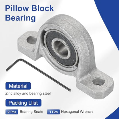 MECCANIXITY Pillow Block Bearing 5/16" (8mm) Bore Vertical Zinc Alloy Steel Mounted Flange Pillow Block Self-Alignment Insert Bearings Housing Pack of 2, KP08 - size: 8mm