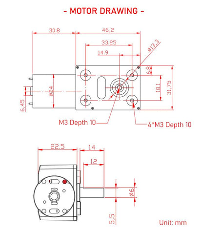 BRINGSMART JGY-370 12V 210rpm DC Worm Gear Motor Self-Lock Electric Motor - size: 12V 210rpm