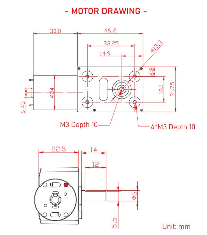 BRINGSMART JGY-370 12V 3rpm DC Worm Gear Motor Self-Lock Electric Motor - size: 12V 3rpm