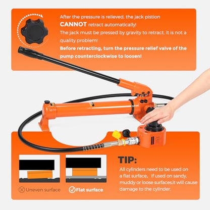 Bonvoisin 30T Hydraulic Cylinder Jack Porta Power Ram 2.13" Stroke Mini Multi-Section Lifting Cylinders with Hydraulic Hand Pump for Machinery Shipbuilding - size: 30T Hydraulic Jack + cp-700 Pump