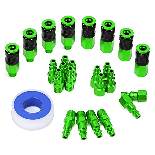 Aluminum Air Fittings, 1/4" NPT, 25 Pieces, Green - color: Green, size: 25 Pieces