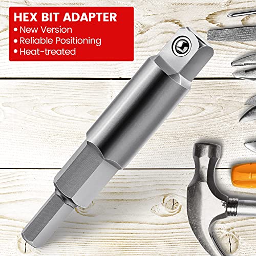 ANCIRS 2 Pack 3/16 to 5/16 Service Wrench Hex Key Adapter, Silver