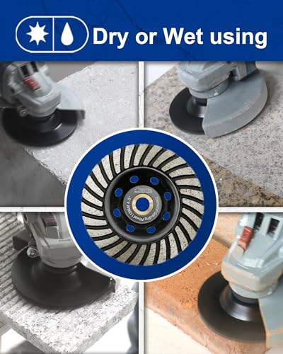 SHDIATOOL 4-1/2 Inch Turbo Row Diamond Grinding Cup Wheel for Concrete Granite Marble Masonry Brick Fits 7/8 Inch-5/8 Arbor Grit40/50 - size: 4.5 Inch, style: Turbo Rows