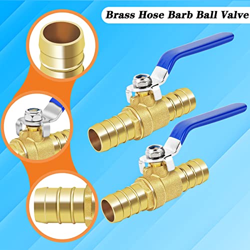 Brass Hose Barb Ball Valve Kit-2pcs 3/4'' Heater Hose Shut Off Valve with Stainless Steel Clamps-High Temperature Resistance Shut off PEX Ball Valve for Water, Oil, Gas, Fuel line Fittings - size: 3/4 inch (19mm), style: 2 pcs