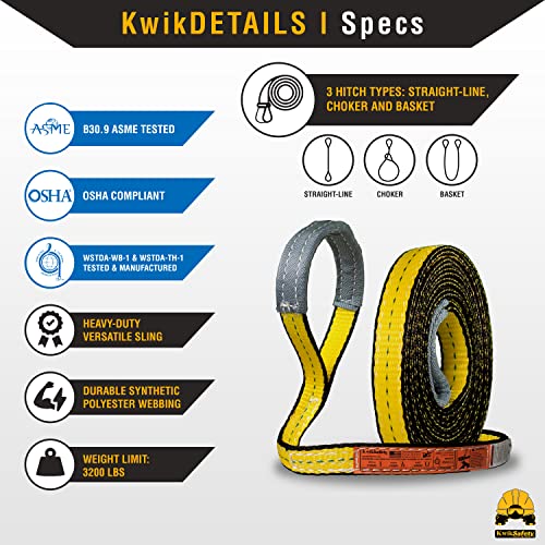 KwikSafety - Charlotte, NC - Mighty Sumo 1”x 10’ Poly Web Sling Lifting Strap Construction ASME OSHA / 3200lbs Vertical 2550lbs Choker 6400lbs Basket/Rigging Moving Towing Hoisting Gear - size: 1"x10' | 3200 lbs