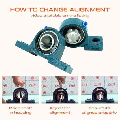 CHR 2 Pack UCP205-16 | Pillow Block Bearings | Mounted Pillow Block Bearings - Chrome Steel with 1" Bore | ISO 9001-2015 Certified - size: 2, style: PB_UCP205-16_2PCS