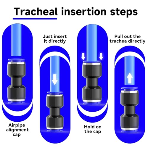 30-PACK 1/4" Tube OD Straight Push to Connect Fittings,PU-1/4 Union/Coupler Pneumatic Quick Connect Air Line Push Lock Hose Fittings - size: 1/4"OD/BLUE