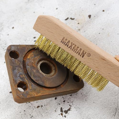 MAXMAN Brass Brush 10", 2Pcs Soft Brass Bristle Brush, Rust/Weld Cleaner - style: 2Pcs Soft Brass Bristle Brushes
