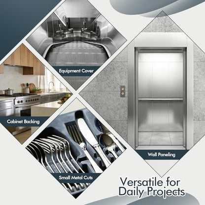 430 Stainless Steel Sheet Metal,Cold Rolled Process,24 x 96 Inches Brushed Finish 24GA Stainless Steel Shim Plate for Food TruckCraftingWallsKitchenRestaurantFloorTrailerGarageGym