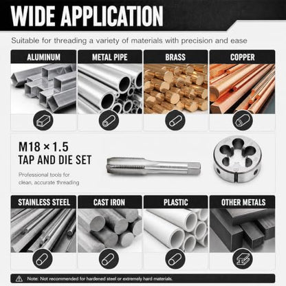 M18 X 1.5mm Metric Tap and Die Set, HSS Straight Fluted Machine Thread Tap Right Hand Screw Tap and Round Thread Die for Mold Repair and Metalworking - size: M18x1.5
