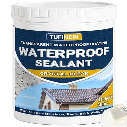 Transparent Waterproof Coating, TUFINEIN 10.6 Oz Invisible Waterproof Agent Indoor & Outdoor Sealant Water-Based Clear Sealant Roofs, Walls, Garden, Terraces - size: 10.6 Oz