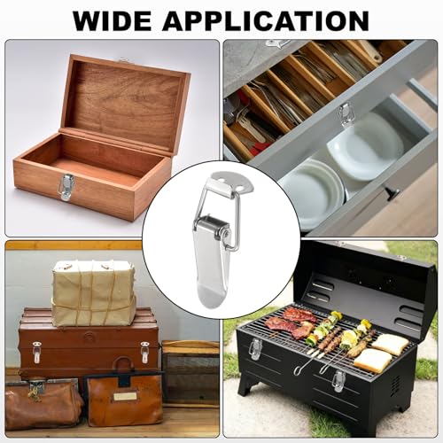 PATIKIL 4 Pcs Stainless Steel Spring Loaded Toggle Latch, 3" Tool Box Catch Hasp Clamp Lock with Mounting Screws for Cabinet Door Barn Wooden Case Chest - size: 3 Inch