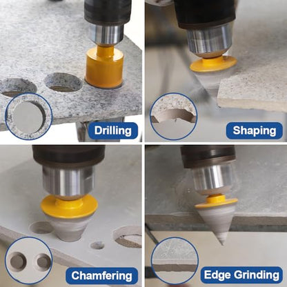HIGHDRIL 11Pcs Diamond Hole Saw Kit for Tile Porcelain Ceramic Granite - size: Shank Set5