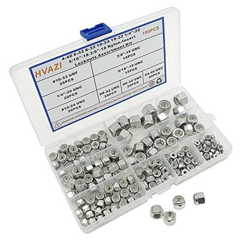#4-40 to 3/8"-16 304 Stainless Steel Nylon-Insert Hex Lock Nuts Kit