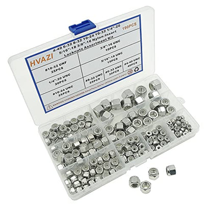 #4-40 to 3/8"-16 304 Stainless Steel Nylon-Insert Hex Lock Nuts Kit