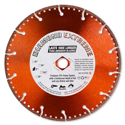Diamond Extreme 7 Inch Metal Cutting Diamond Blade, Heavy-Duty Vacuum-Brazed Cut Off Wheel, DM-7/8-5/8" Arbor for Rebar, Steel, Stainless Steel, Angle Iron & Sheet Metal (7") - size: 7 Inch