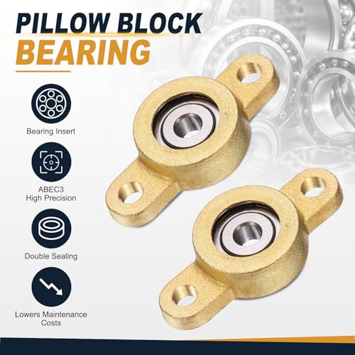 uxcell 2Pcs STF05 Pillow Block Bearings 5mm Bore, Copper Housing, ABEC 3 - size: STF05(5mm Shaft)
