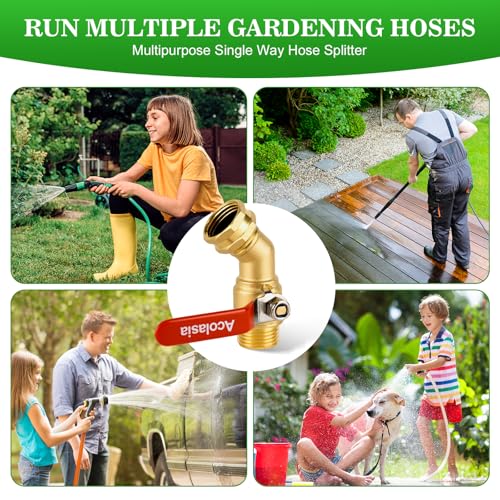 Brass Garden Hose Shut Off Valve with Full-Flow Design - Heavy Duty 3/4" GHT Connector, 304 Stainless Steel Handle - style: 360° 1 way hose splitter