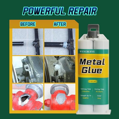 Metal Glue, Epoxy Welding adhesives, High Strength Bonds Metals to Metals, Repair Glue, for Metal Plastic Steel Fiberglass Car Automotive for Body Filler Putty Muffler Repair, 1.76oz